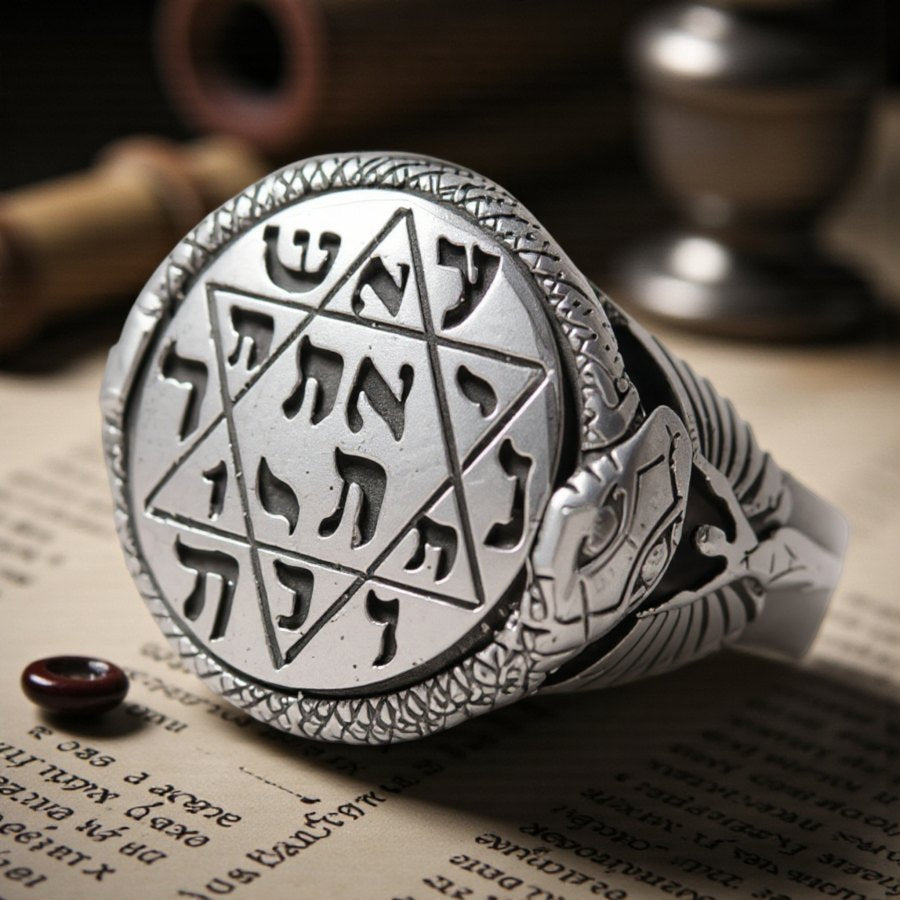 King Solomon Signet Ring in Silver 1.8 cm 10.5 g Art 429 - Bricks Masons