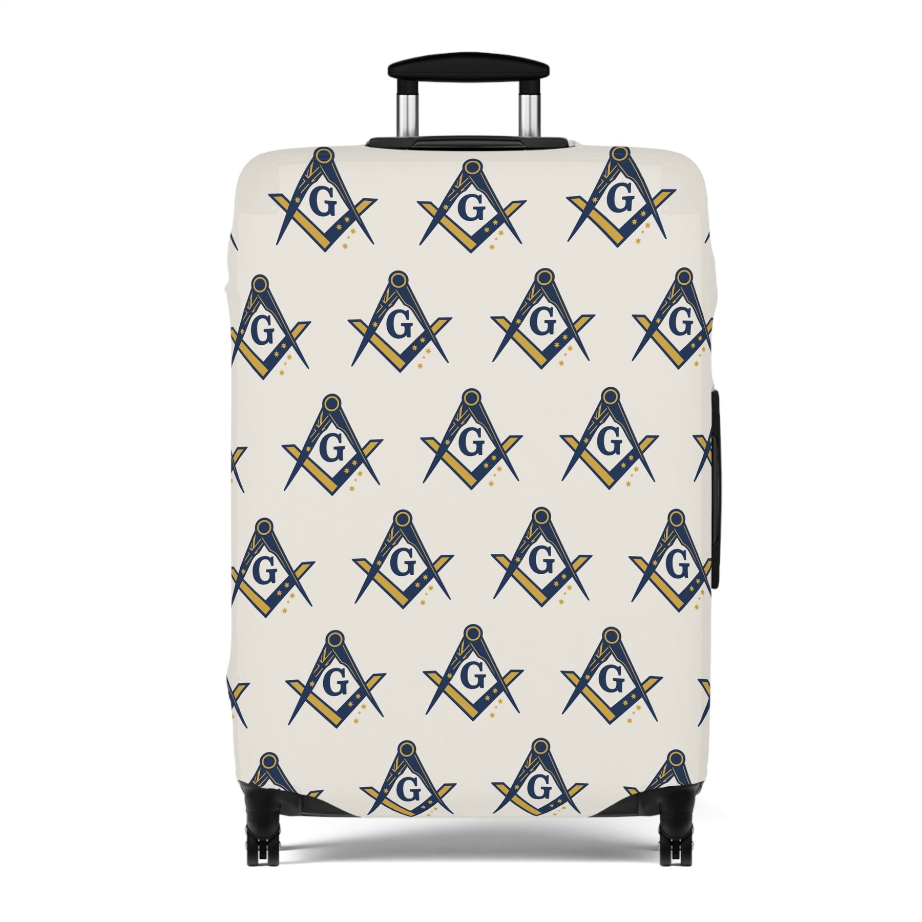 Master Mason Blue Lodge Luggage Cover - Square & Compasses with G Emblem Print