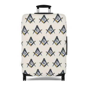 Master Mason Blue Lodge Luggage Cover - Square & Compasses with G Emblem Print