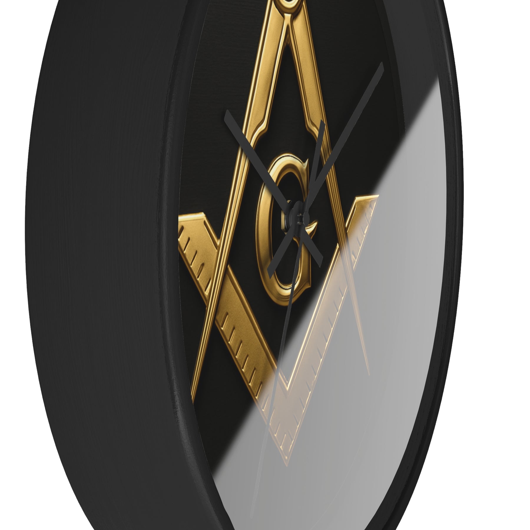 Master Mason Blue Lodge Clock - S&C with G Design on Wood Frame - Bricks Masons