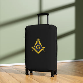 Master Mason Blue Lodge Luggage Cover - Blue & Yellow Square & Compasses G Emblem