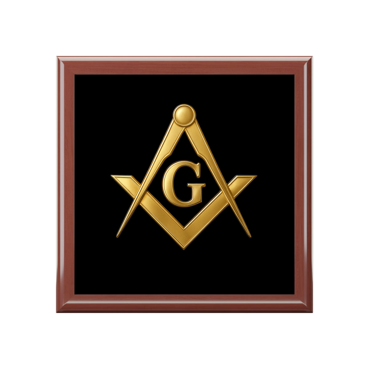 Master Mason Blue Lodge Jewelry Box - Golden Square & Compass with G Emblem