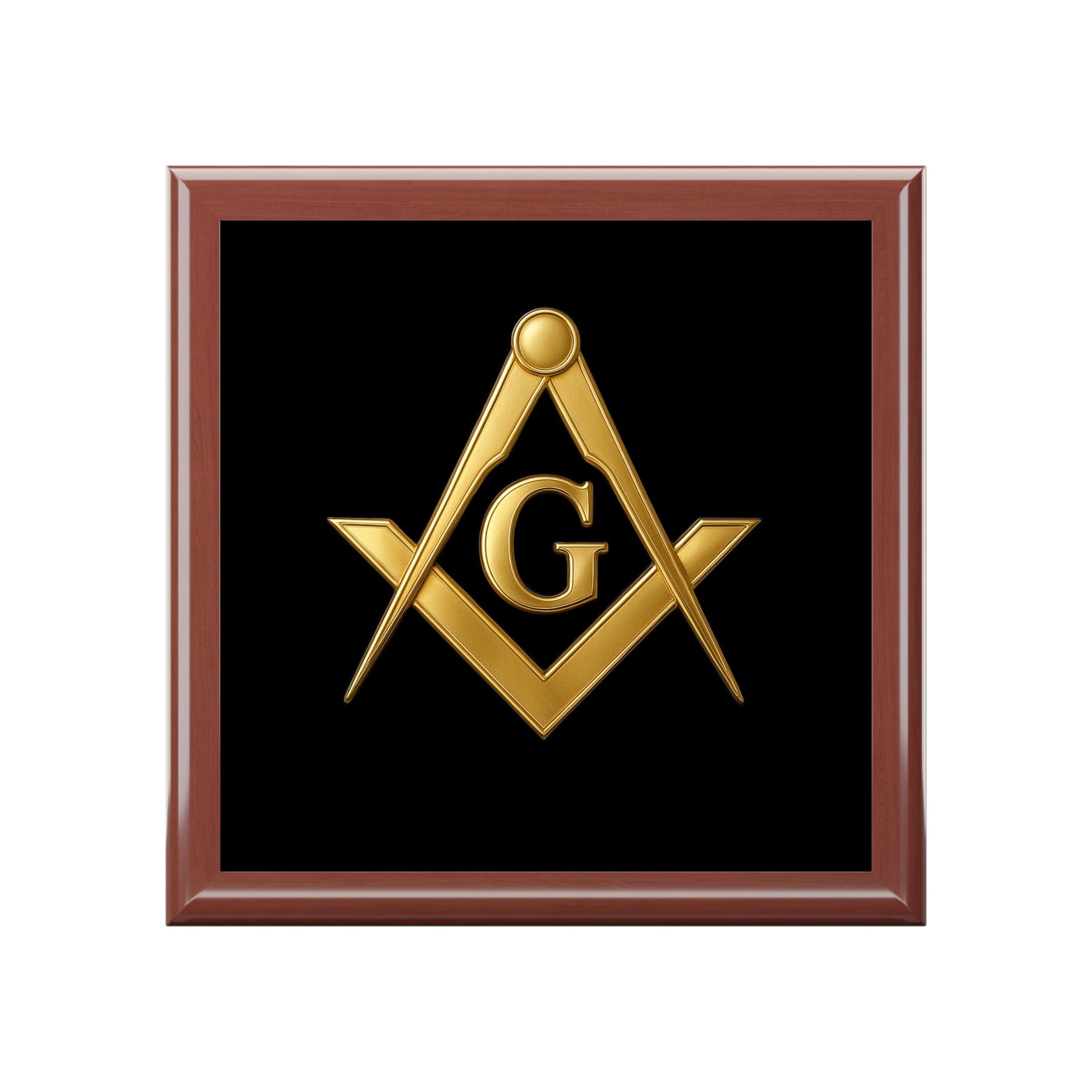 Master Mason Blue Lodge Jewelry Box - Golden Square & Compass with G Emblem