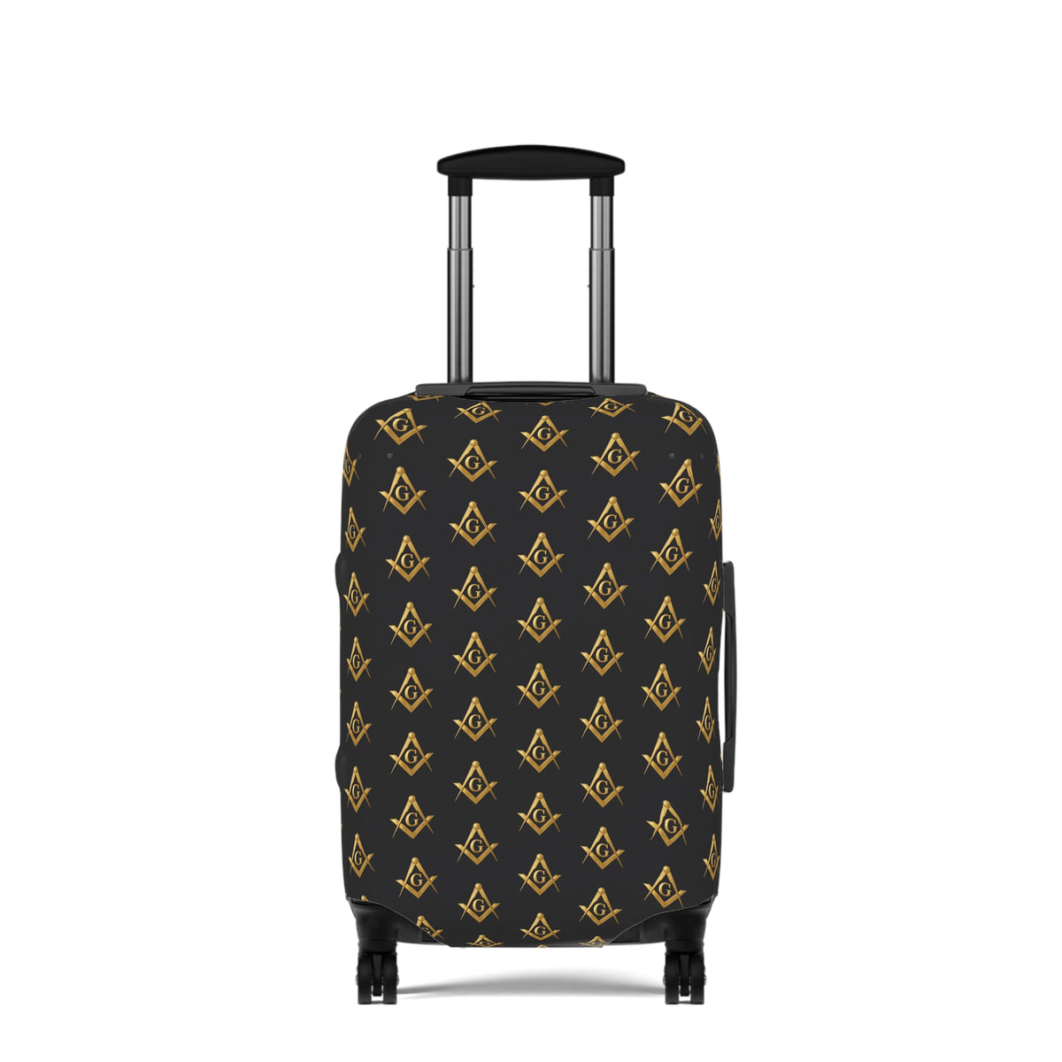 Master Mason Blue Lodge Luggage Cover - Gold Square & Compasses G Emblem Print