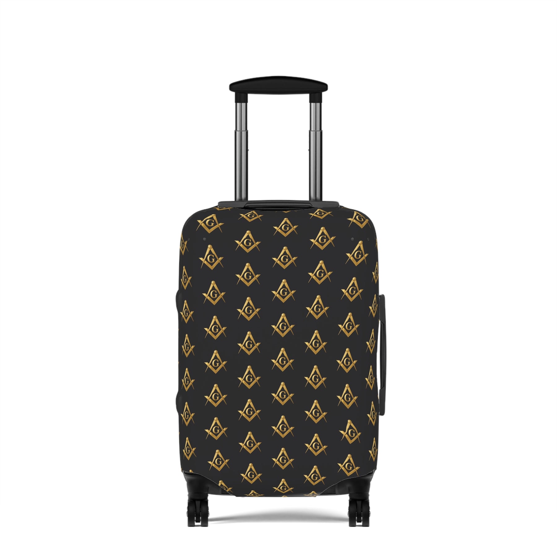 Master Mason Blue Lodge Luggage Cover - Gold Square & Compasses G Emblem Print