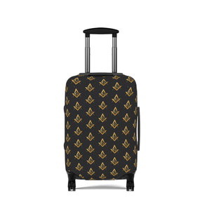 Master Mason Blue Lodge Luggage Cover - Gold Square & Compasses G Emblem Print