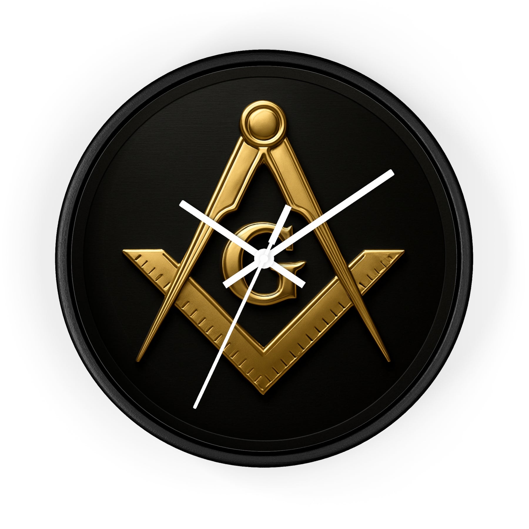 Master Mason Blue Lodge Clock - S&C with G Design on Wood Frame - Bricks Masons