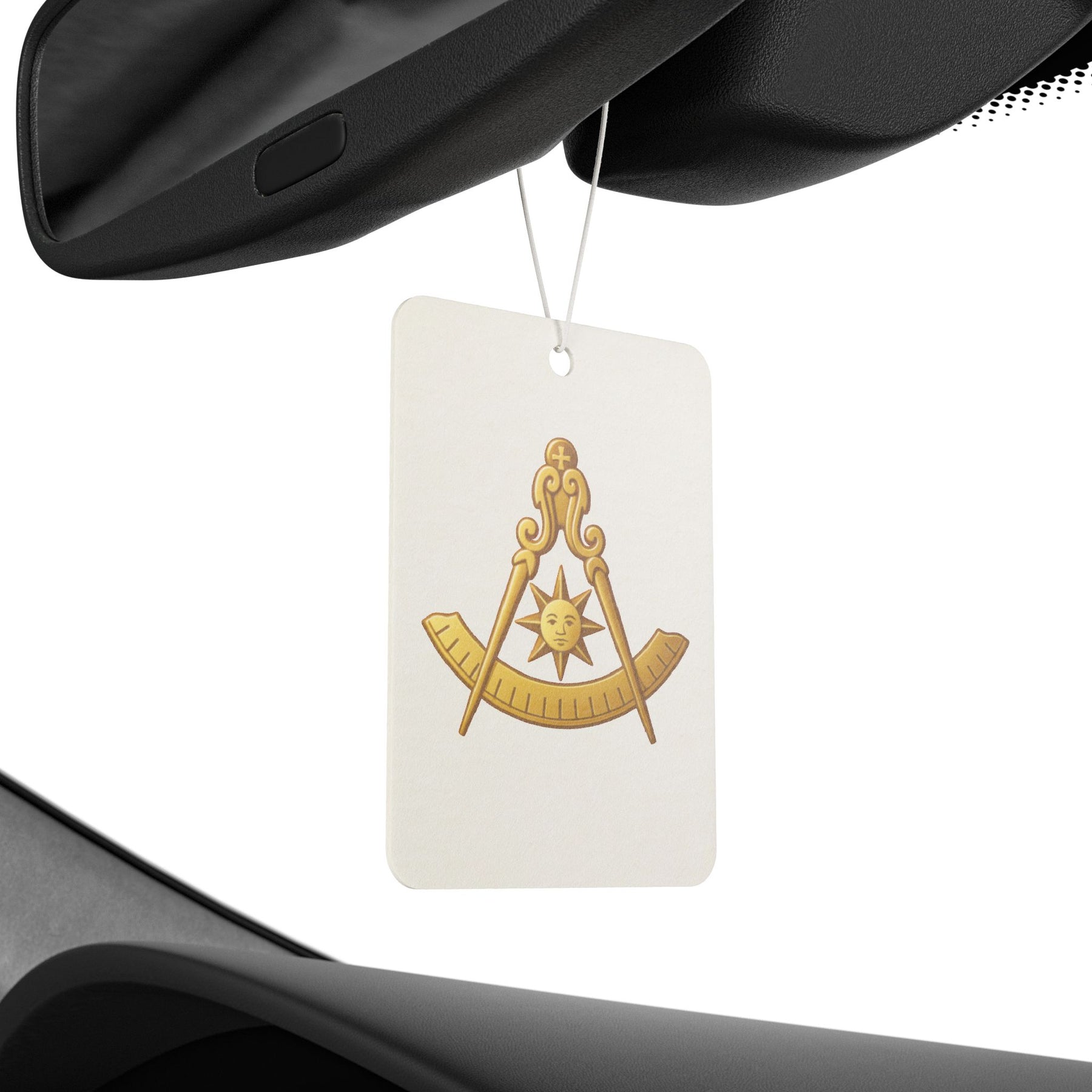 Past Master Blue Lodge Car Air Freshener - Compass & Quadrant with Sun Emblem - Bricks Masons