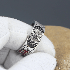 32nd Degree Scottish Rite Ring - 925 Sterling Silver/ 14k Real Gold Eagle