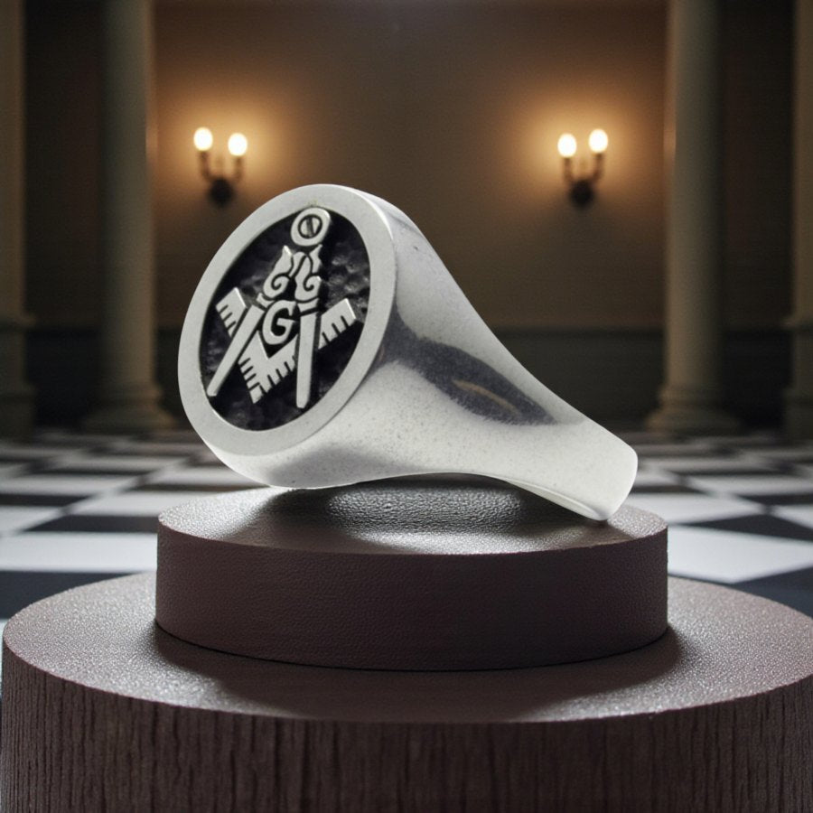 Masonic Master Degree Ring in Silver Freemasonry Art 49 - Bricks Masons
