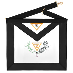 4th Degree Scottish Rite Apron - Black Moire Ribbon & Embroidered Wreath