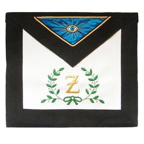 4th Degree Scottish Rite Apron - White, Royal Blue with Black Moire