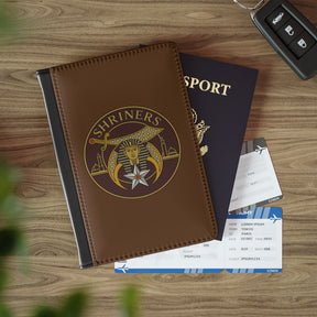 Shriners Passport Cover - Brown PU Leather With Inner Compartments - Bricks Masons