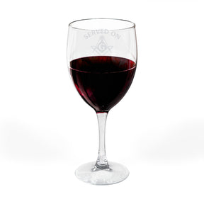 Master Mason Blue Lodge Wine Glass - Served On The Level Square & Compass G