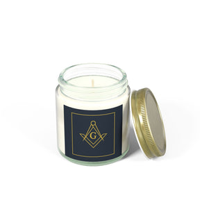 Master Mason Blue Lodge Candle - Scented Coconut Apricot Wax, 4oz & 9oz - Bricks Masons