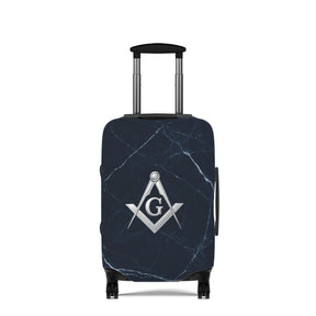 Master Mason Blue Lodge Luggage Cover - Silver Square & Compasses with G Emblem