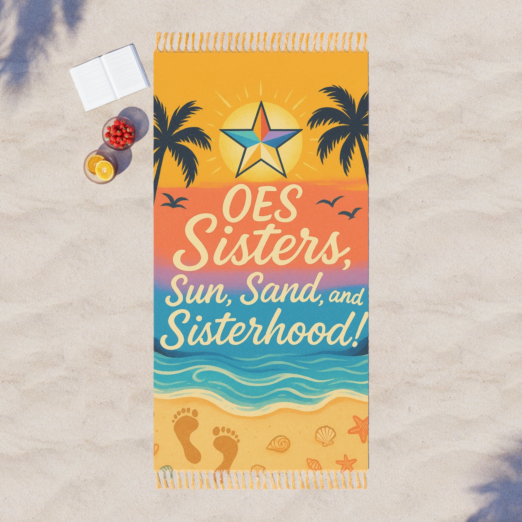 OES Towel - Sun, Sand & Sisterhood Vibrant Colors Beach Cloth - Bricks Masons