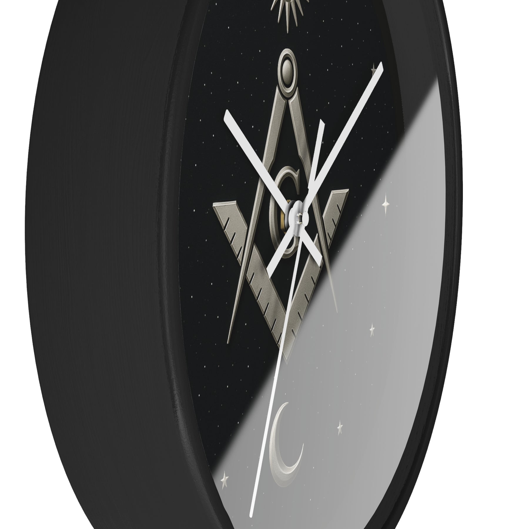 Master Mason Blue Lodge Clock - S&C on Wooden Frame with Plexiglass Cover - Bricks Masons