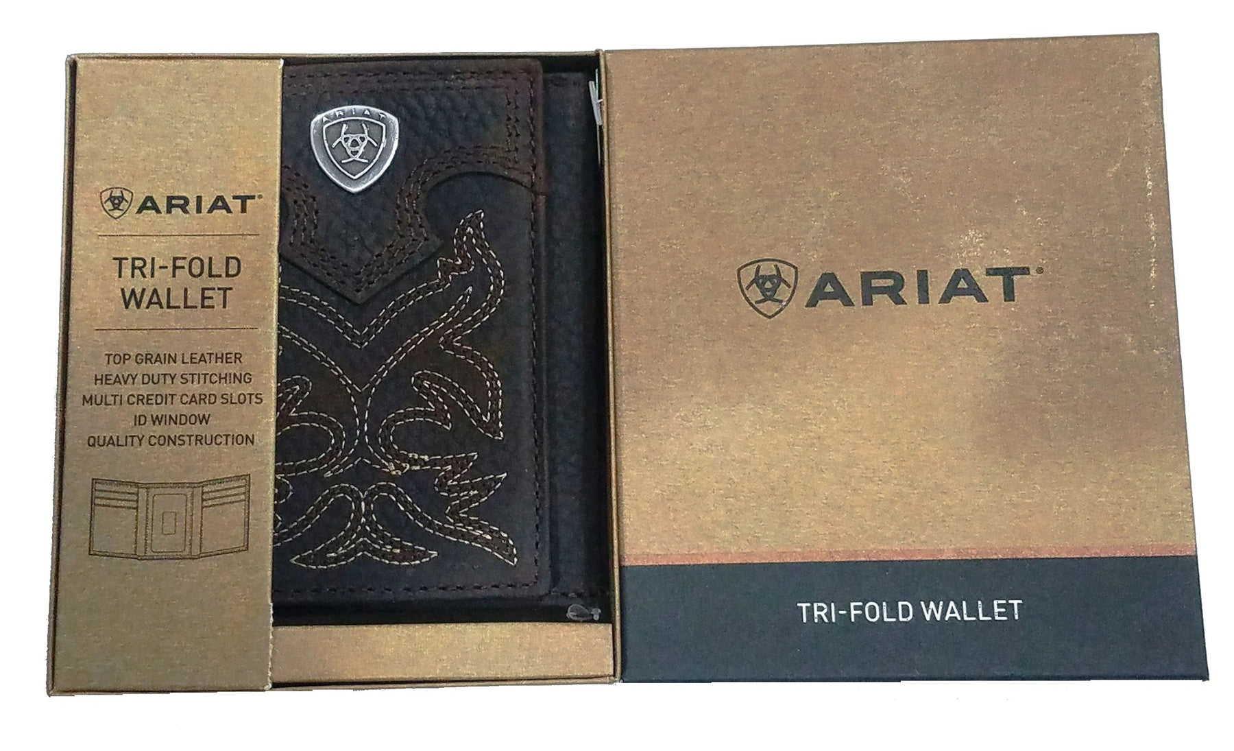 Widows Sons Wallet - Ariat Brown Premium Shield Tri-fold Leather