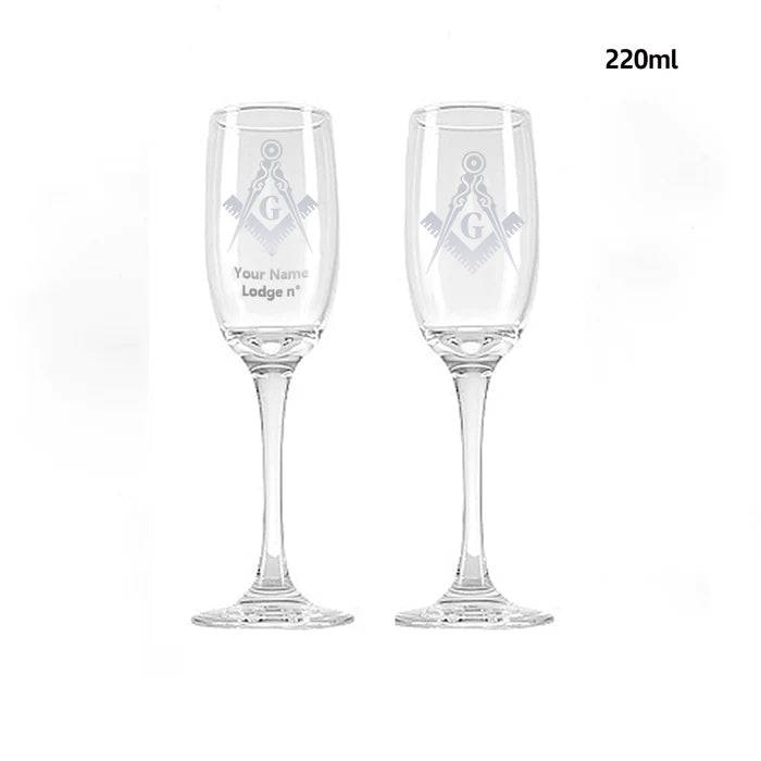 Master Mason Blue Lodge Champagne Flute - 2 Pieces Set