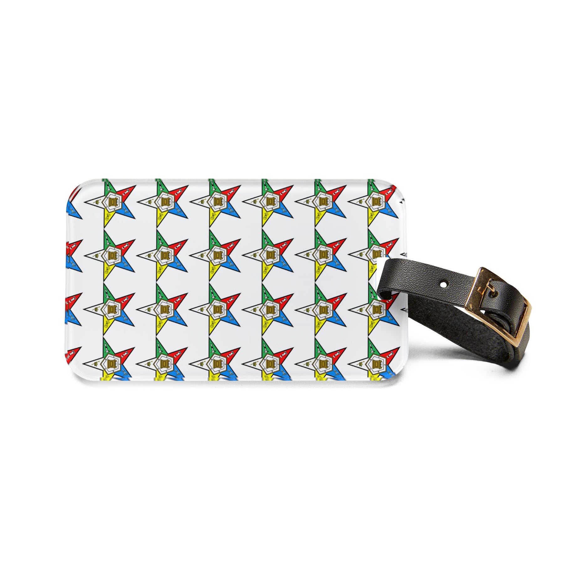 OES Luggage Tag - White With Black Leather Strap - Bricks Masons