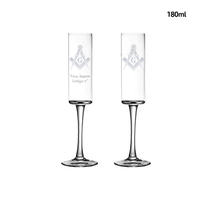 Master Mason Blue Lodge Champagne Flute - 2 Pieces Set