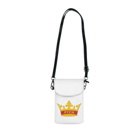 PYCH Cell Phone Wallet - White Microfiber Leather With Crown - Bricks Masons