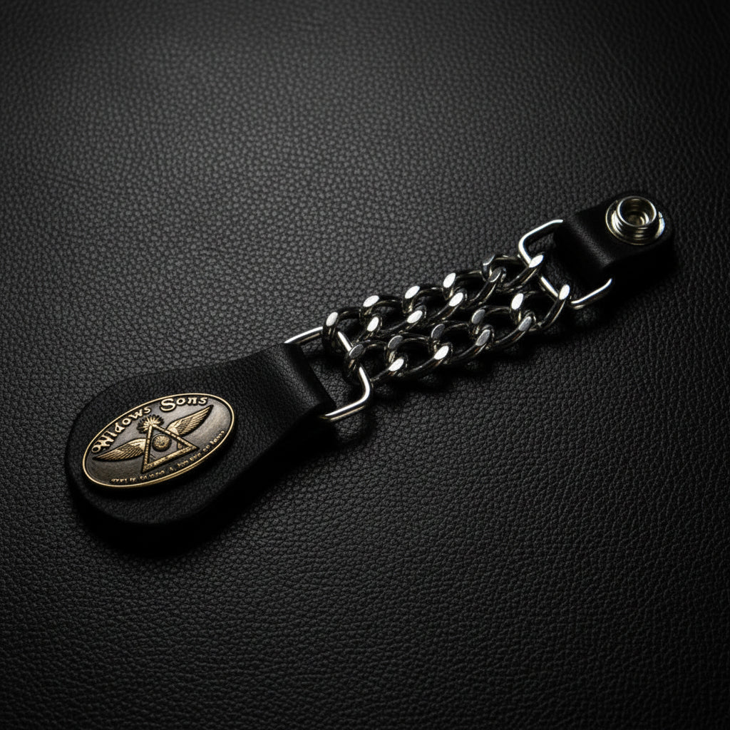 Widows Sons Vest Extender - Eye of Providence Set of 2, 5 inch Double Curb Chain - Bricks Masons