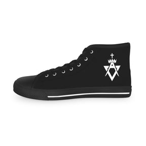 Allied Masonic Degrees Sneaker - High Top Black & White AMD White Emblem - Bricks Masons
