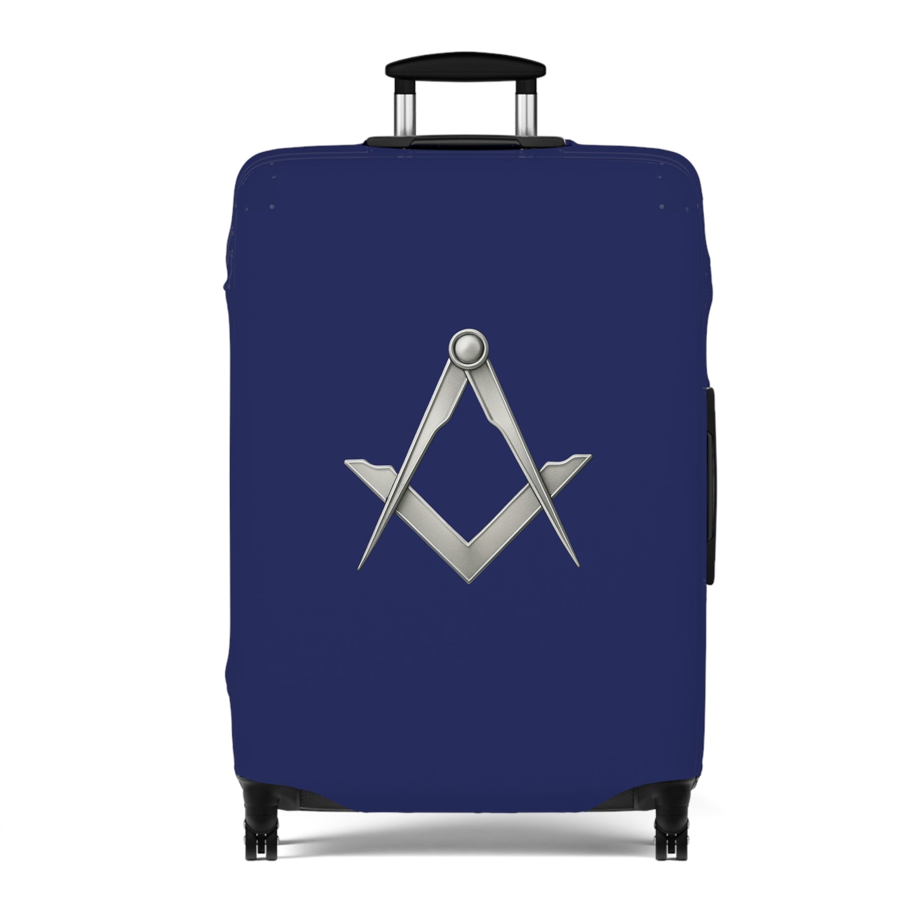 Master Mason Blue Lodge Luggage Cover - Blue with Silver Square & Compasses Emblem