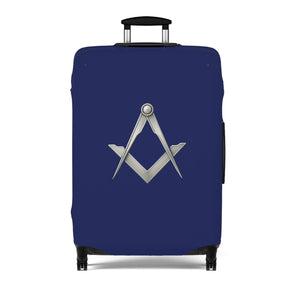 Master Mason Blue Lodge Luggage Cover - Blue with Silver Square & Compasses Emblem