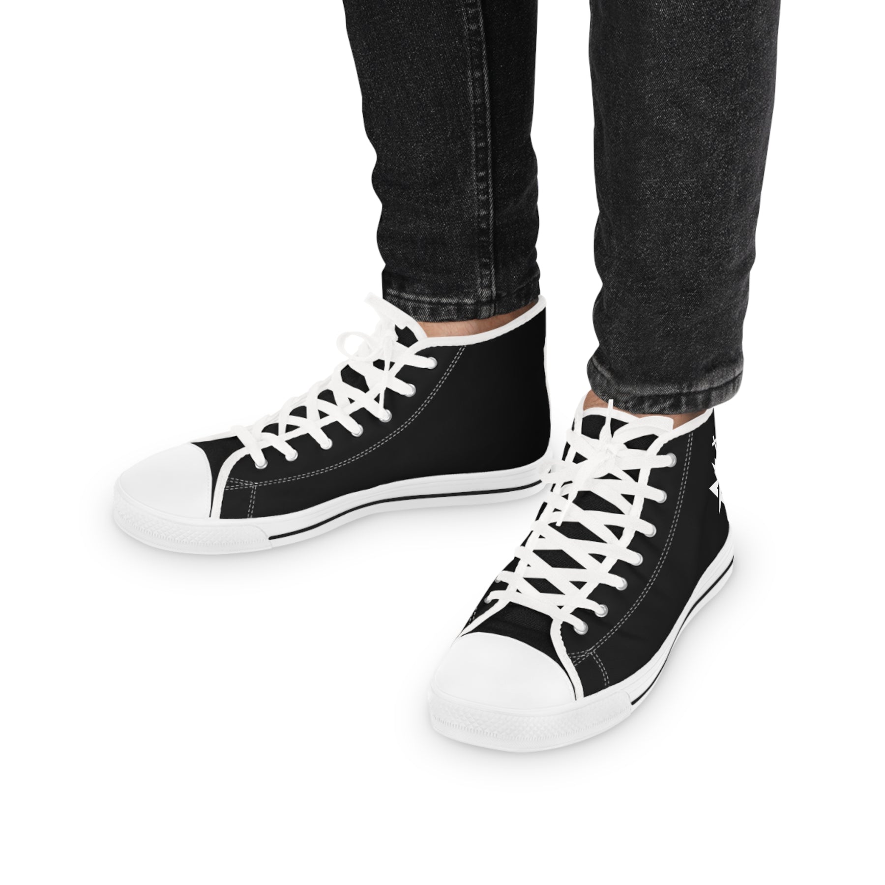 Allied Masonic Degrees Sneaker - High Top Black & White AMD White Emblem - Bricks Masons