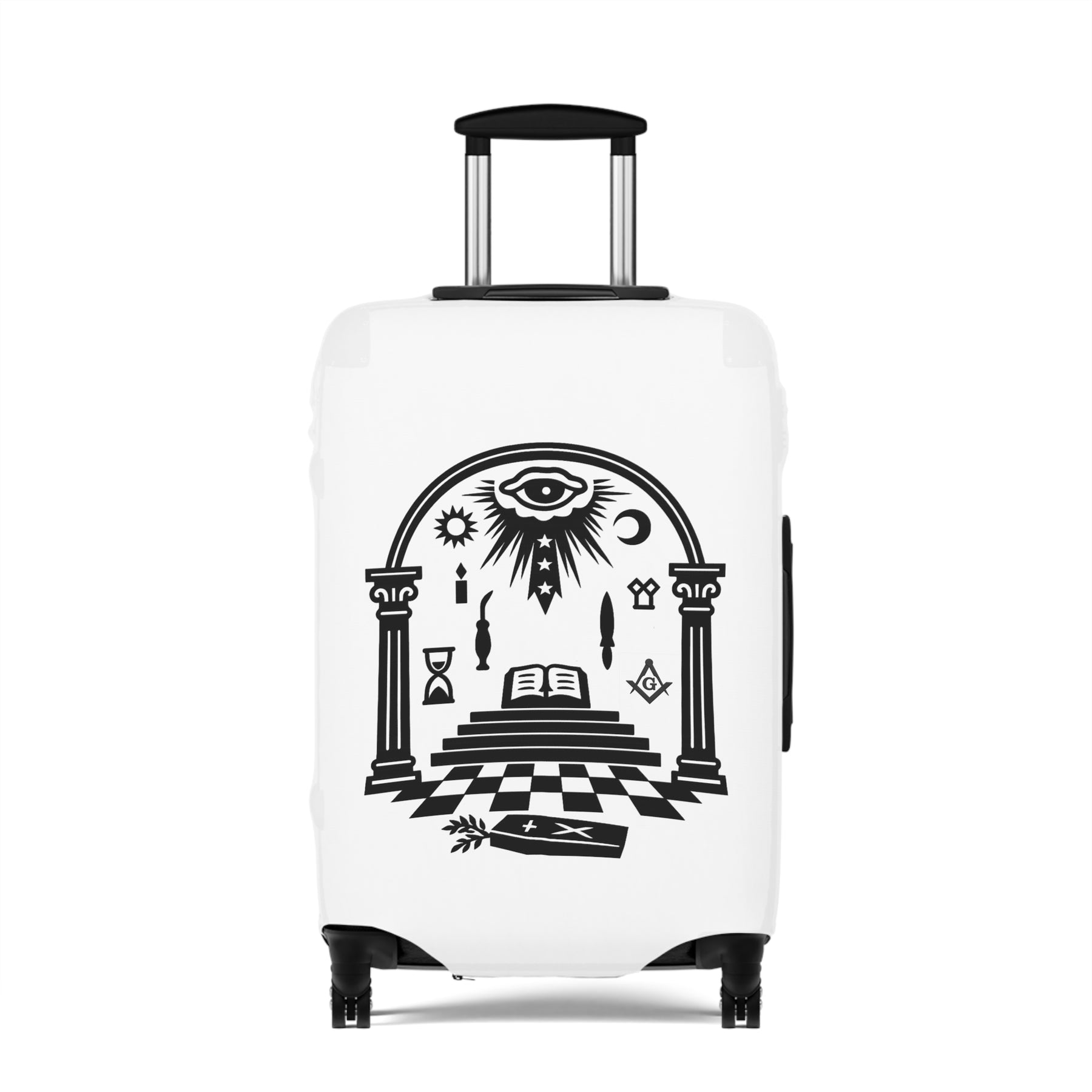Master Mason Blue Lodge Luggage Cover - Temple Scene with Square & Compass