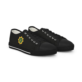 Red Cross of Babylone Sneaker - Low Top Sneaker Black & White Gold & Green Emblem - Bricks Masons