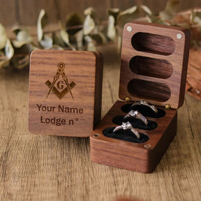 Master Mason Blue Lodge Jewelry Box - Wooden Customizable - Bricks Masons