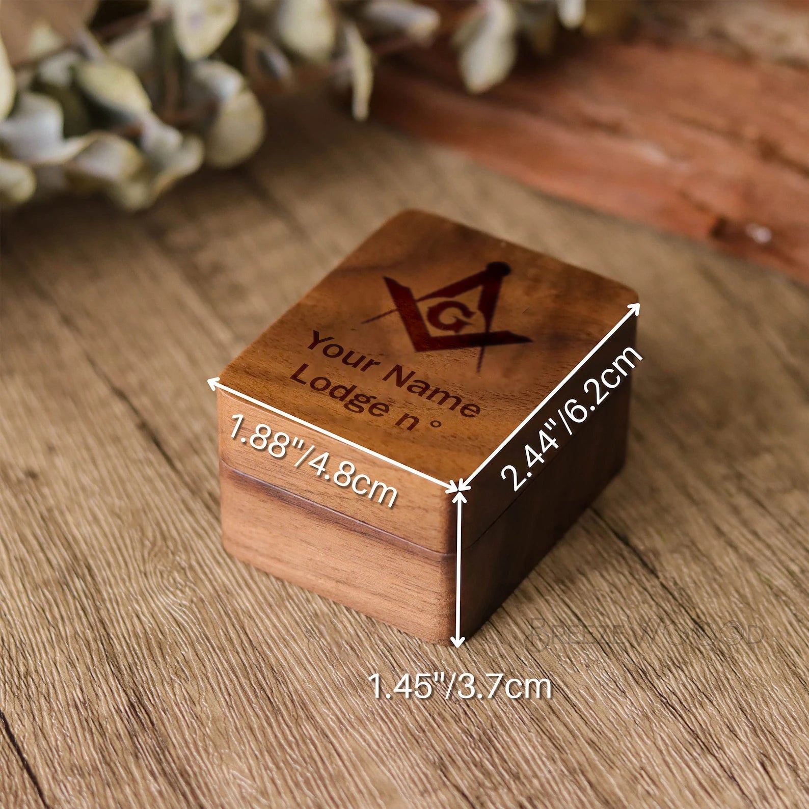 Master Mason Blue Lodge  Ring Box - Personalized Wooden - Bricks Masons