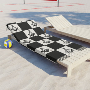 Master Mason Blue Lodge Towel - S & C With Chekered Pattern Beach Cloth - Bricks Masons