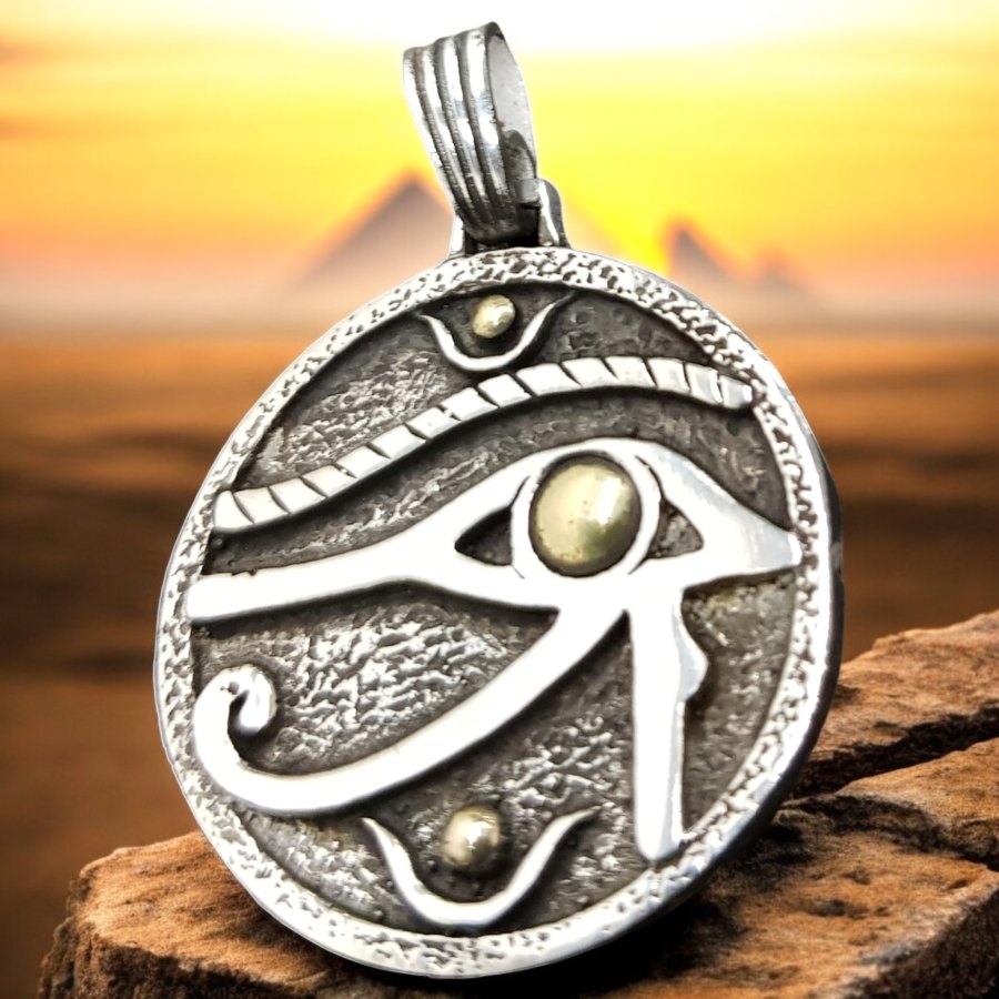 Eye of Horus Pendant in Silver and Gold 4 x 3 Cm 10.2 Gr Art 614 - Bricks Masons