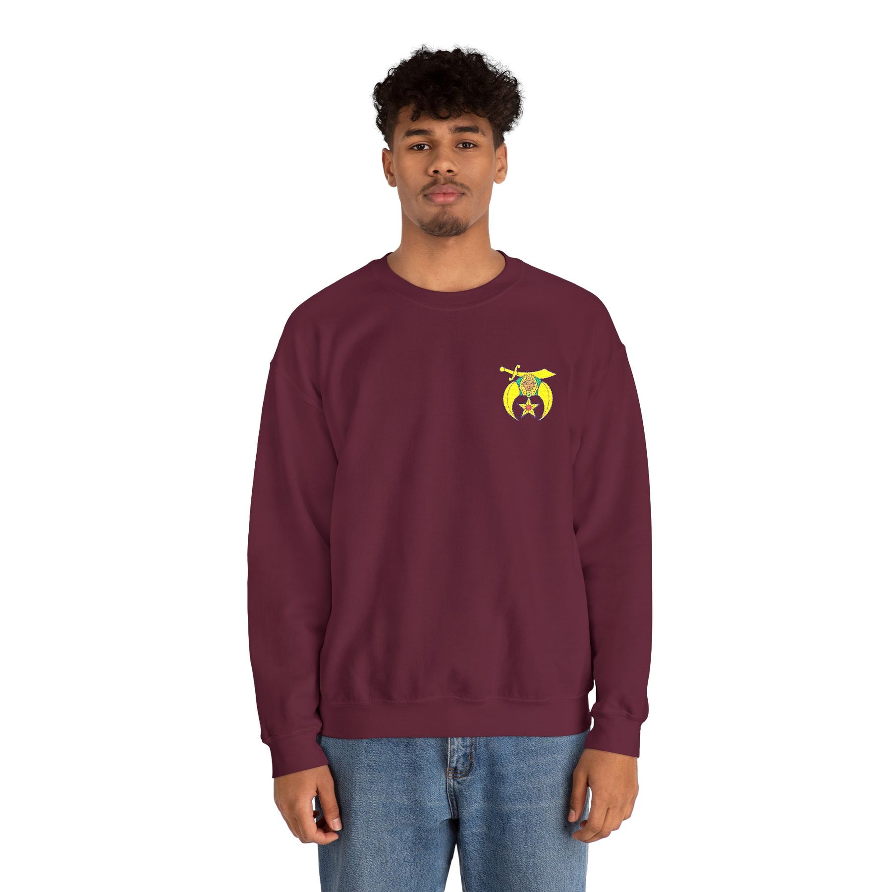 Shriners Sweatshirt - Crewneck Embroidered Front Detail - Bricks Masons