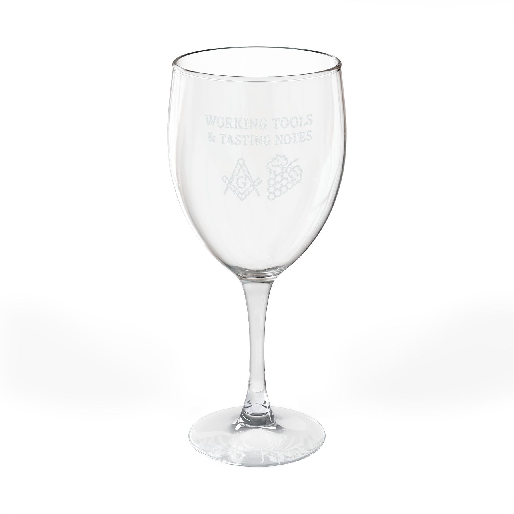 Master Mason Blue Lodge Wine Glass - Working Tools & Tasting Notes Square & Compass G