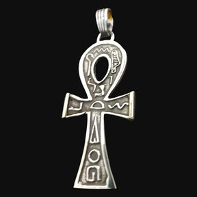 Egyptian Ankh Cross of Life Pendant in Silver 6 x 2.5 cm 13.5 g with Steel Chain Art 619 - Bricks Masons