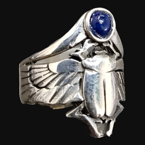 Egyptian Winged Scarab Ring Silver 2.5 cm 12 g Art 636 - Bricks Masons