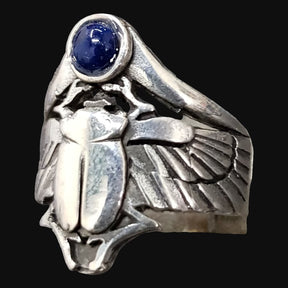 Egyptian Winged Scarab Ring Silver 2.5 cm 12 g Art 636 - Bricks Masons
