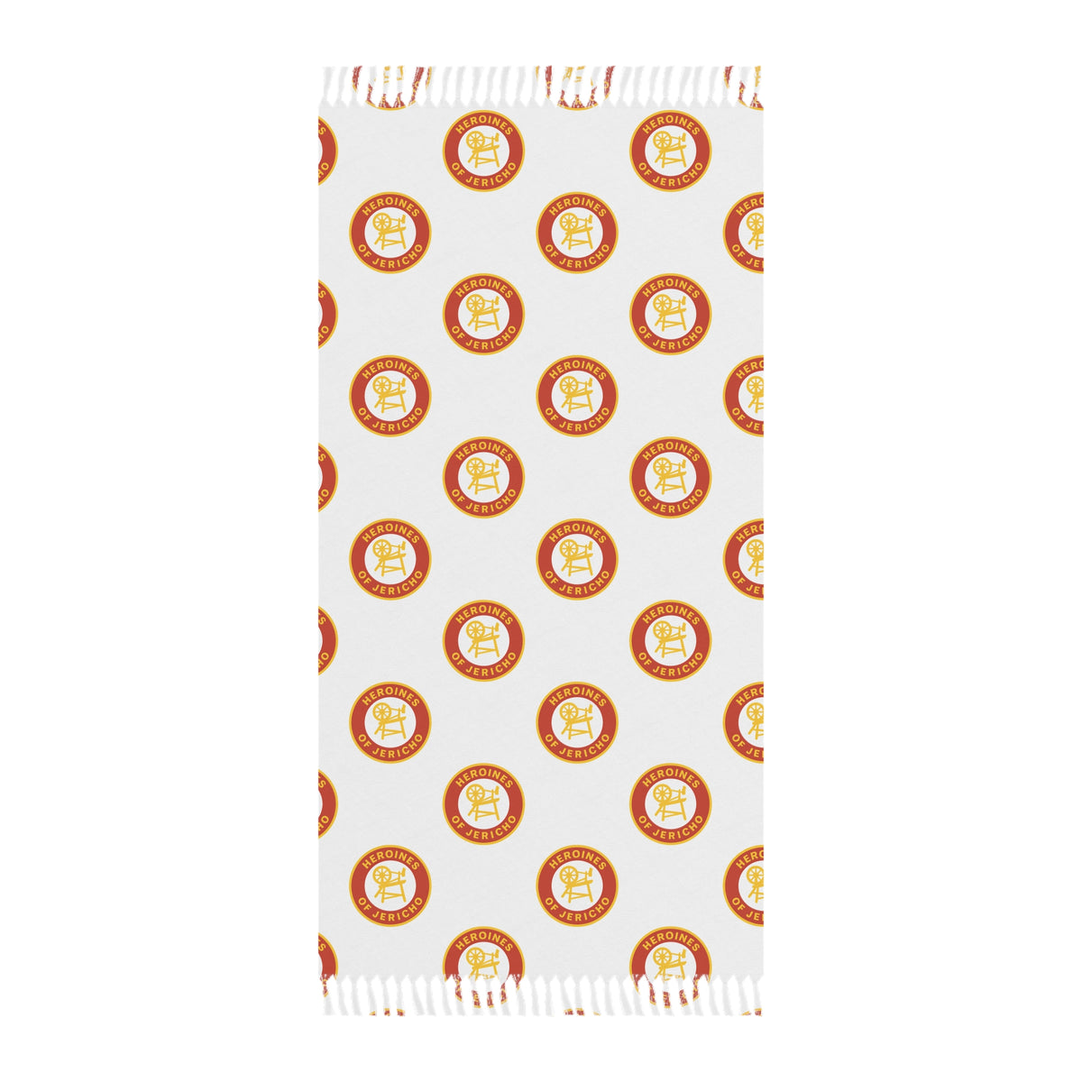 Heroines of Jericho Towel - White Polyester With Knotted Tassels Beach Cloth - Bricks Masons