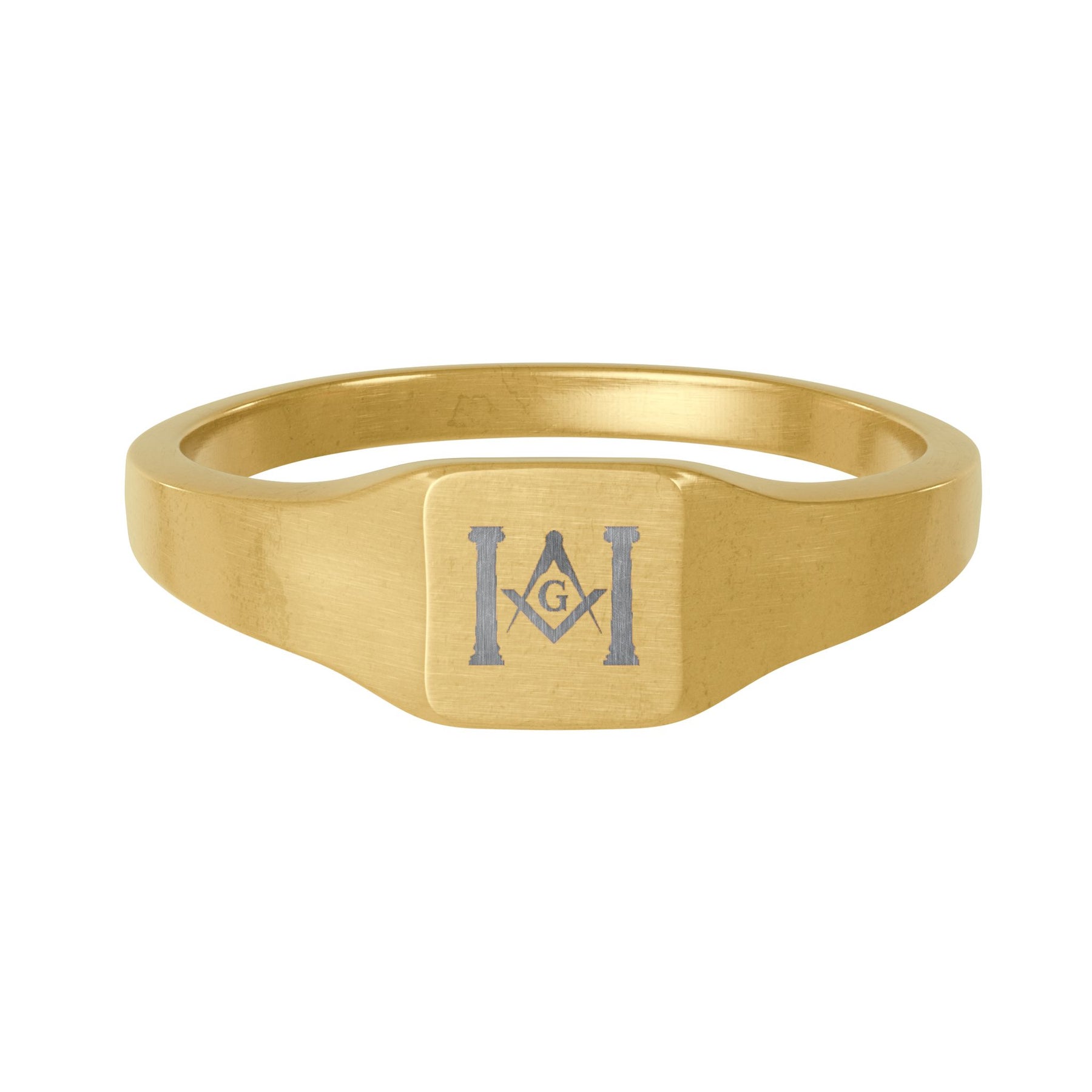 Stainless Steel Square Signet Ring (Engraving) - Bricks Masons