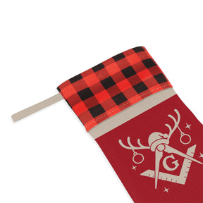 Master Mason Blue Lodge Christmas Stocking - Festive Square & Compass G Design - Bricks Masons