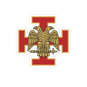 33rd Degree Scottish Rite Sticker Decal - Kiss-Cut Red & Gold Eagle - Bricks Masons