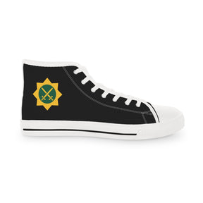 Red Cross of Babylone Sneaker - High Top Black & White Gold & Green Emblem - Bricks Masons
