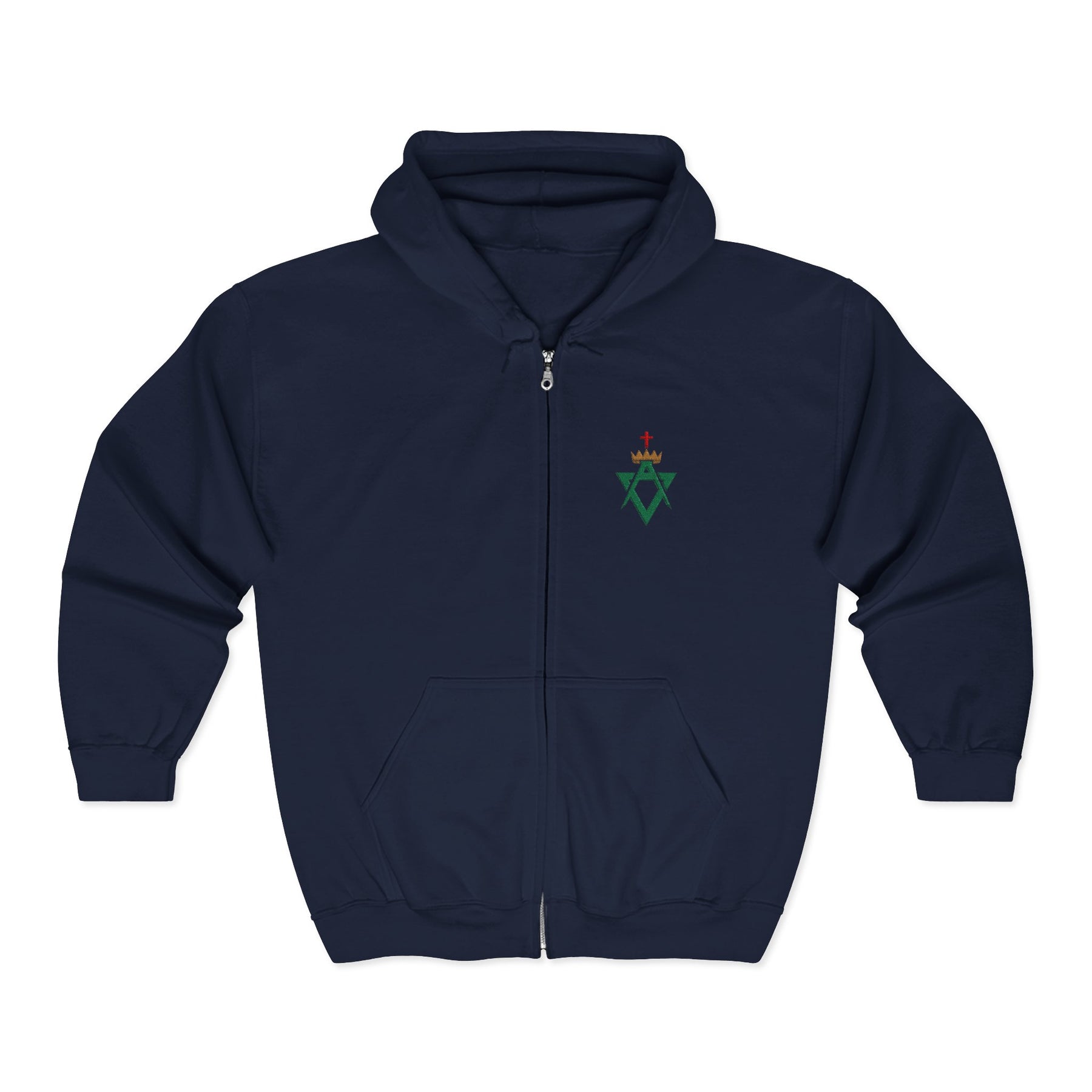 Allied Masonic Degrees Hoodie - Zip Up Jacket with AMD Emblem Embroidery - Bricks Masons