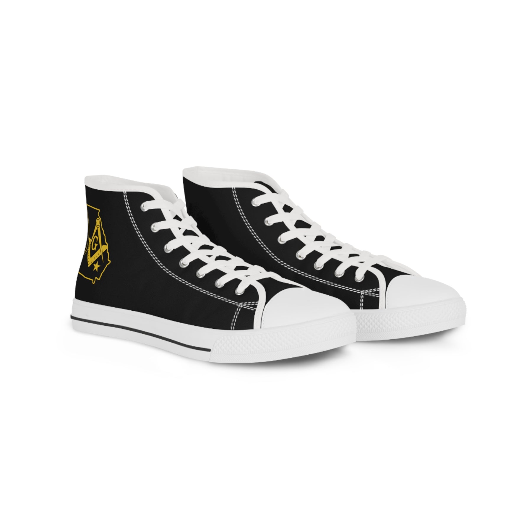 Master Mason Blue Lodge Sneaker - High Top Black & White Sole Georgia Map Mason - Bricks Masons